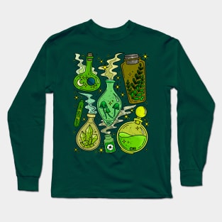 Witchy Potion Bottles Green Long Sleeve T-Shirt